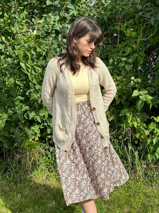 Ditsy floral upcycled midi skirt - HANDMADE